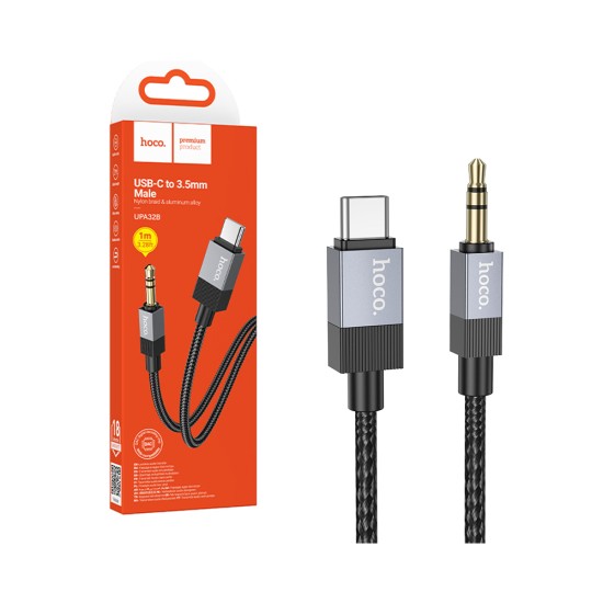 Cabo de Conversão de Áudio Hoco UPA32B Clever Tipo-C para 3,5mm 1m Preto